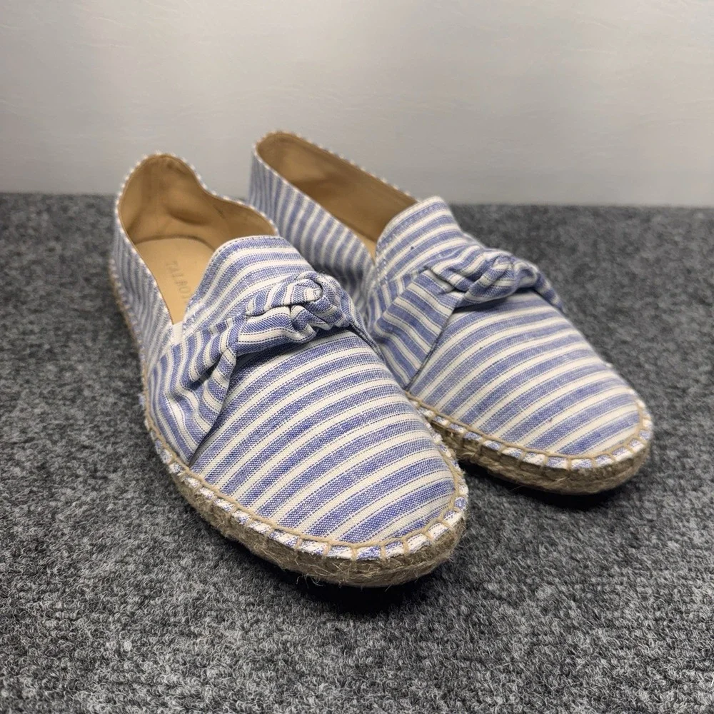Talbots Espadrille Flats Women 9 Blue White Striped Knot Nautical Coastal Preppy